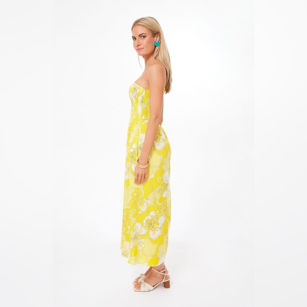 Faithfull the Brand Womens Khalani Midi Dress Yellow Size US 8 Large - Picture 3 of 8